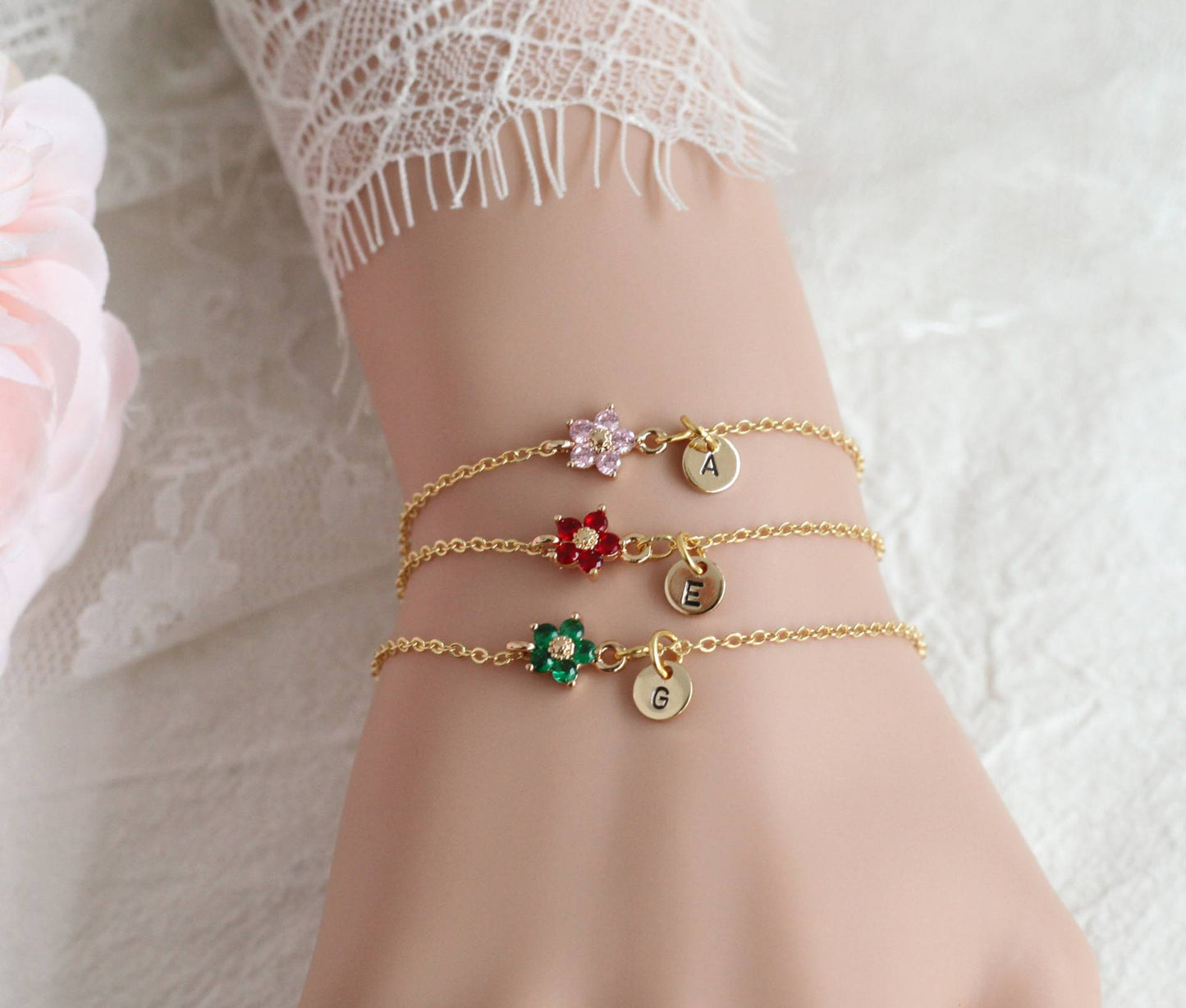 Zodiac Birth Flower Charm Bracelets