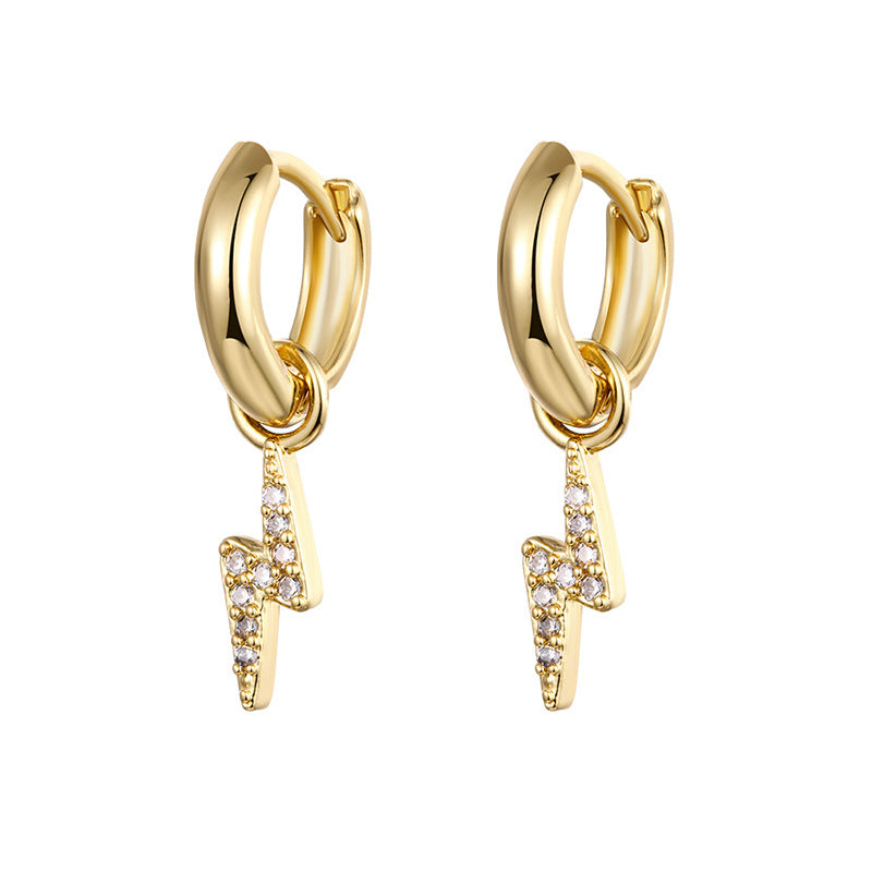 Elegant Zirconia Diamond-Like Charm Hoop Earrings