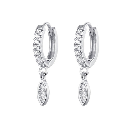 Elegant Zirconia Diamond-Like Charm Hoop Earrings
