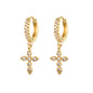 Elegant Zirconia Diamond-Like Charm Hoop Earrings