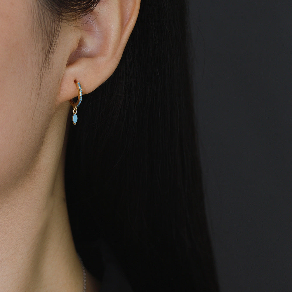 Elegant Multicolor Marquise Gemstone S925 Sterling Silver Hoop Earrings