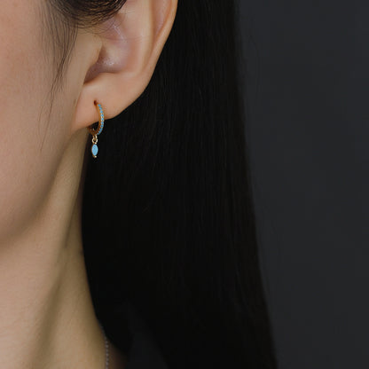 Elegant Multicolor Marquise Gemstone S925 Sterling Silver Hoop Earrings