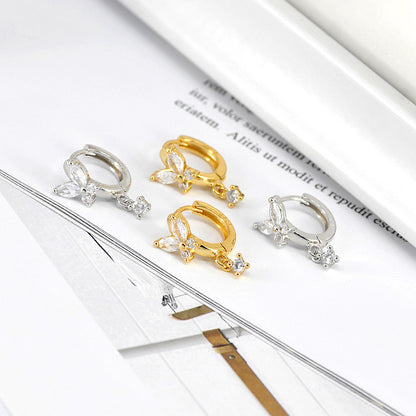 Vibrant Multicolored Zirconia Butterfly Hoop Earrings