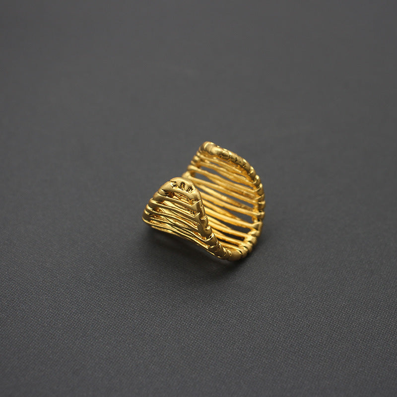 Handcrafted Artisan Gold-Toned Wire-Wrapped Statement Rings - Unique Fashion Accessory for Casual Chic, Bohemian Styles & Elegant Occasions