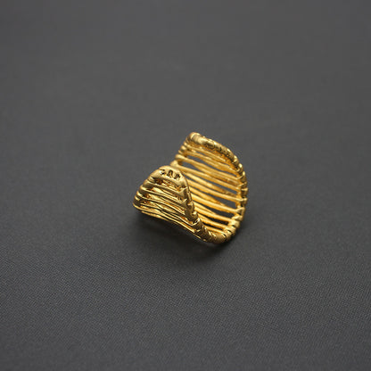 Handcrafted Artisan Gold-Toned Wire-Wrapped Statement Rings - Unique Fashion Accessory for Casual Chic, Bohemian Styles & Elegant Occasions