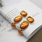 Baroque-Inspired Geometric Oval Earrings - Green & Amber Stone Accents, Fashion-Forward Metallic Design, Perfect for Trendy Outfits & Stylish Events, Must-Have Accessory