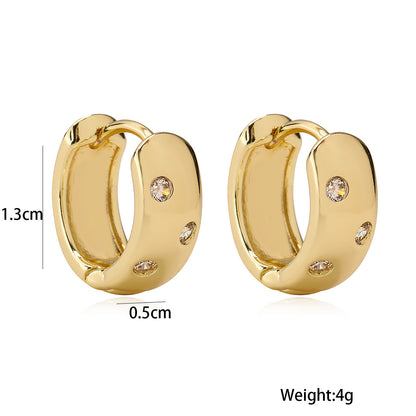Eco-Luxe Gold-Plated Copper Mini Hoop Earrings Pair with Zircon Accents