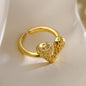 Gold-Plated Adjustable Vintage Ring, Trendy Chic Statement Ring for Women