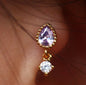 Mermaid Tear Drop Earrings, Vintage Small Baroque, Alloy & Crystal, Ear Cuff Studs 1.2mm
