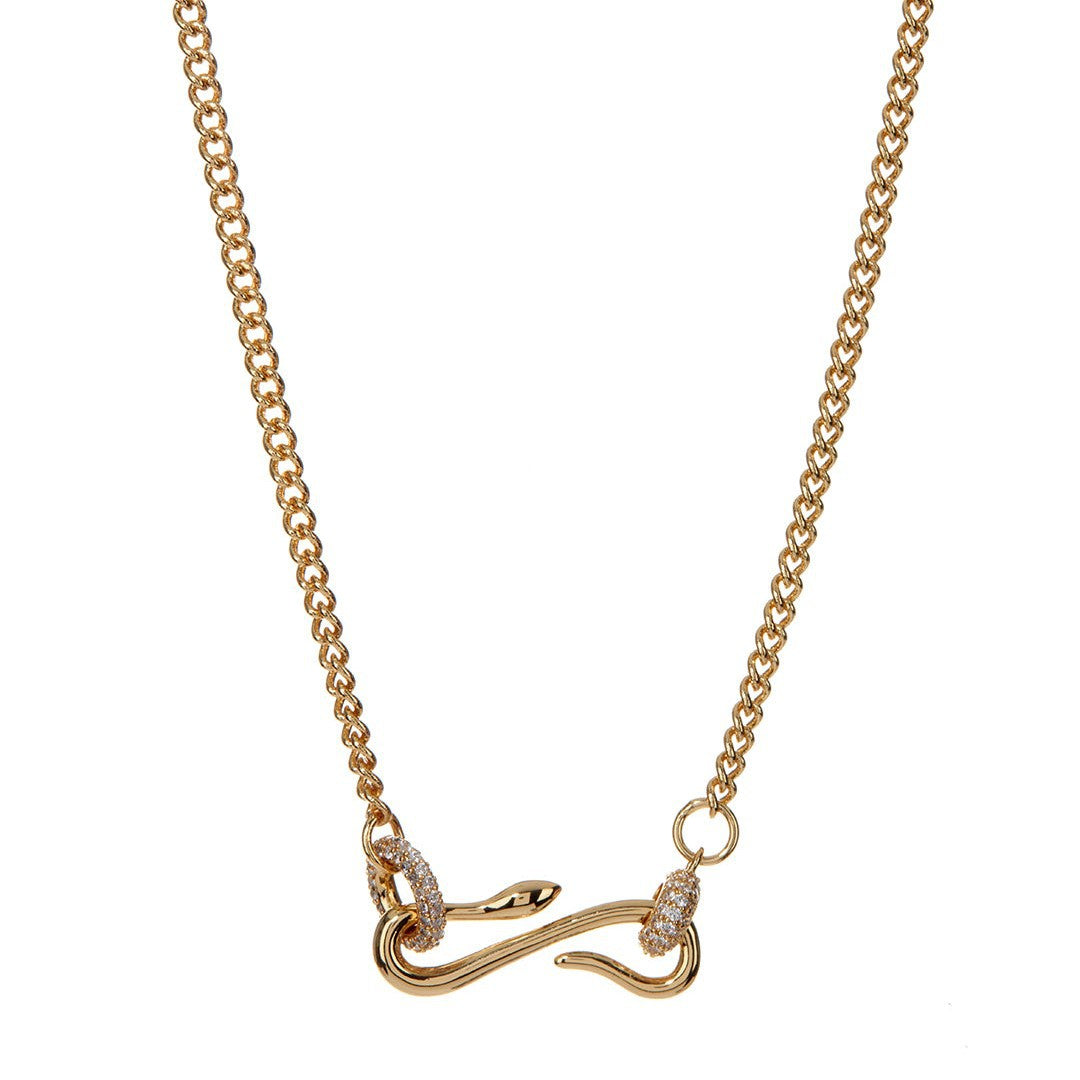 Serpent Design Zirconia Pendant Necklace