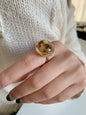 Leopard Print Shell Resin Ring, Adjustable Titanium Steel Ring, Trendy & Versatile Accessory