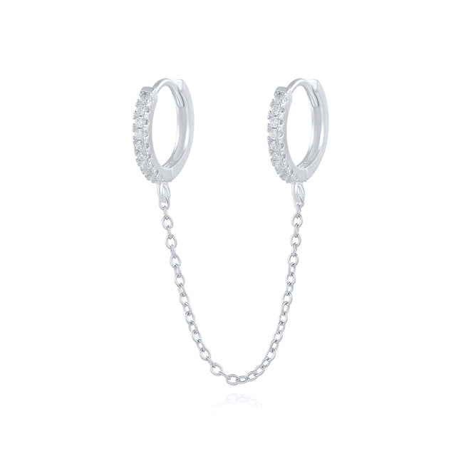 Gothic Punk Handcuff Chain Earrings, Real 925 Silver, Gold & Silver Colors