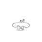 Sterling Silver Ring with Chain Design, Zirconia Inlay, Adjustable Size, Different Choice with Crystals for Women and Girls