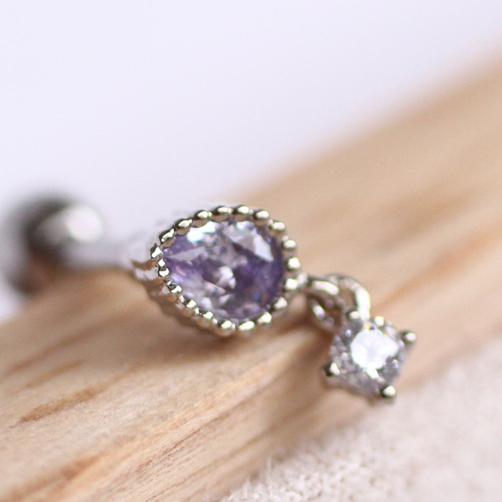 Mermaid Tear Drop Earrings, Vintage Small Baroque, Alloy & Crystal, Ear Cuff Studs 1.2mm