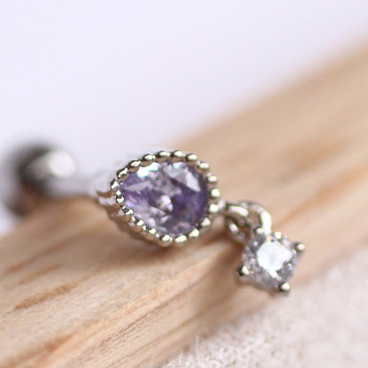 Mermaid Tear Drop Earrings, Vintage Small Baroque, Alloy & Crystal, Ear Cuff Studs 1.2mm