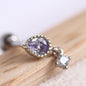 Mermaid Tear Drop Earrings, Vintage Small Baroque, Alloy & Crystal, Ear Cuff Studs 1.2mm