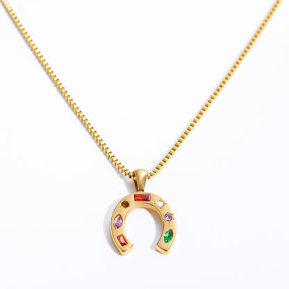 Western Cowboy Boots and Horseshoe Pendant Necklace