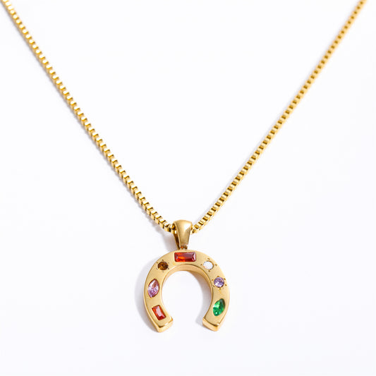 Western Cowboy Boots and Horseshoe Pendant Necklace