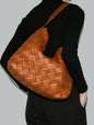 Soft Leather Woven Tote, Large Capacity Hobo Bucket Bag, Premium Satchel with Child Bag