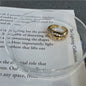Gold-Plated Brass Open Ring, Crystal Pave, Circular Arc Design, Adjustable One Size
