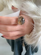 Leopard Print Shell Resin Ring, Adjustable Titanium Steel Ring, Trendy & Versatile Accessory