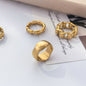 Bamboo Weave Openwork Ring, Wave Design, Titanium Steel, 18K Gold-Plated