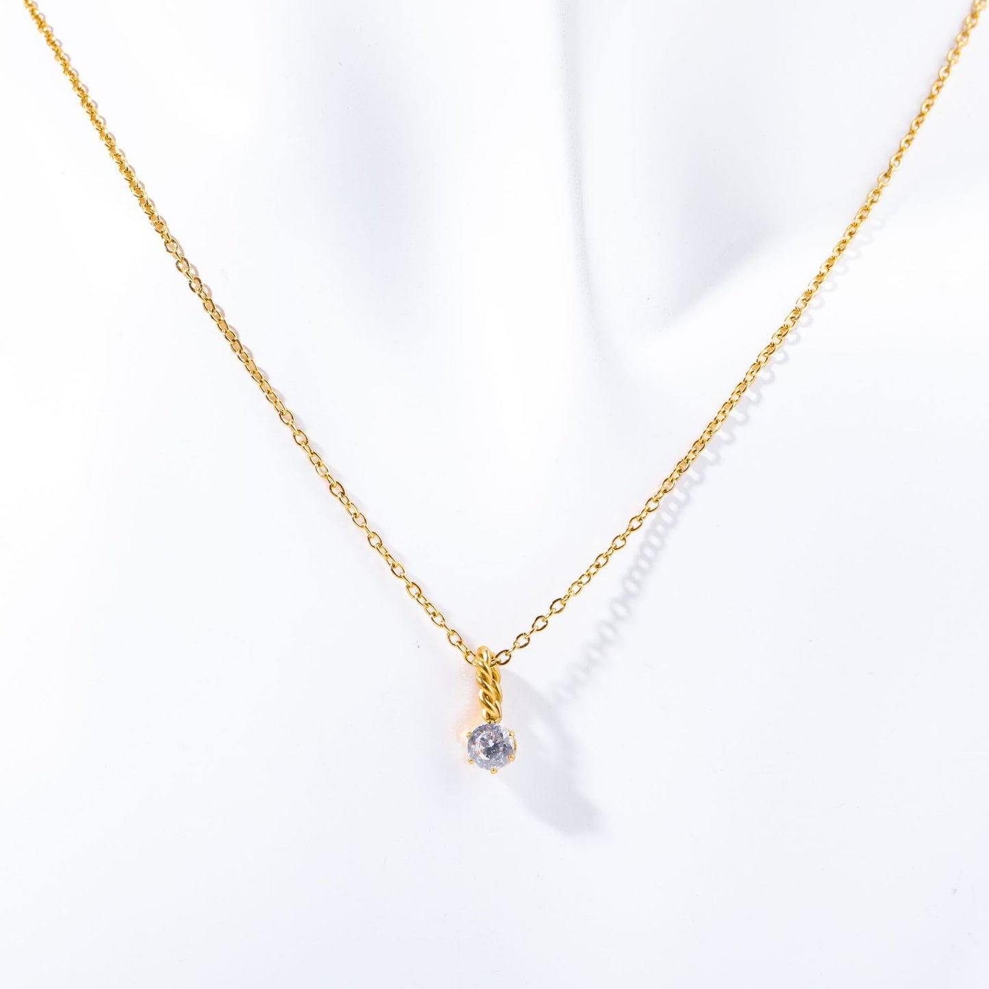 Zodiac Birthstone Necklace, Round Pendant with Colored Zirconia, Copper and Zirconia, 14k Gold Plated