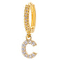 26-Letter Alphabet Stud Earrings, Micro Pave Zirconia, Genuine Gold-Plated Jewelry