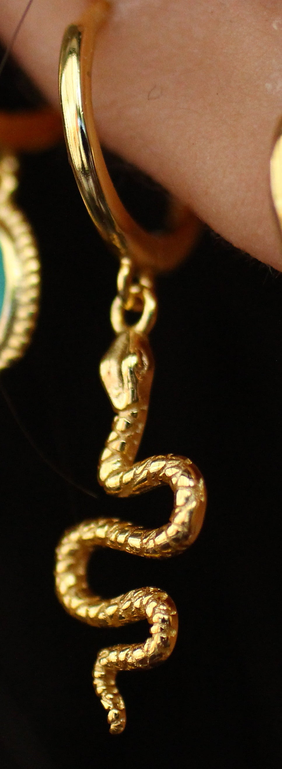 Bohemian Feather Ear Cuff, Vintage Stackable Snake Ear Cuff, Round Hoop Earrings, Minimalist 925 Silver