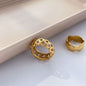 Bamboo Weave Openwork Ring, Wave Design, Titanium Steel, 18K Gold-Plated