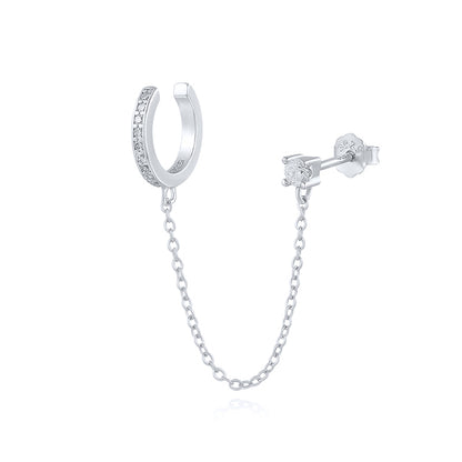 Gothic Punk Handcuff Chain Earrings, Real 925 Silver, Gold & Silver Colors