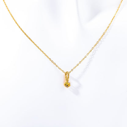 Zodiac Birthstone Necklace, Round Pendant with Colored Zirconia, Copper and Zirconia, 14k Gold Plated