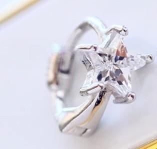 Luxurious Star Stud Earrings, Full Diamond Paved, Ear Cuff, 925 Sterling Silver, Single Piece