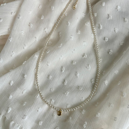 Rainbow Zirconia Sweet and Cool Pearl Necklace with Letter and Geometric Silver Pendants DIY Layered Choker  Description:
