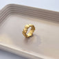 Bamboo Weave Openwork Ring, Wave Design, Titanium Steel, 18K Gold-Plated