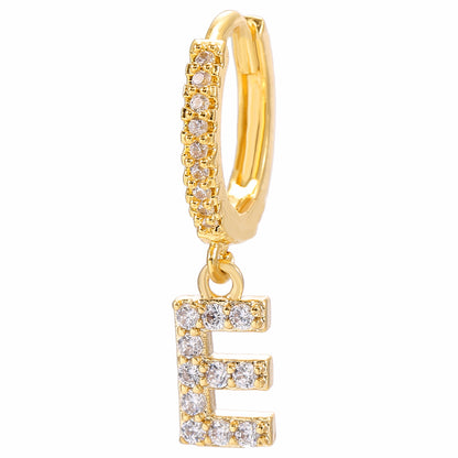 26-Letter Alphabet Stud Earrings, Micro Pave Zirconia, Genuine Gold-Plated Jewelry