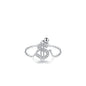 Sterling Silver Ring with Chain Design, Zirconia Inlay, Adjustable Size, Different Choice with Crystals for Women and Girls