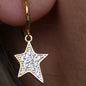Luxurious Star Stud Earrings, Full Diamond Paved, Ear Cuff, 925 Sterling Silver, Single Piece