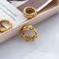 Bamboo Weave Openwork Ring, Wave Design, Titanium Steel, 18K Gold-Plated