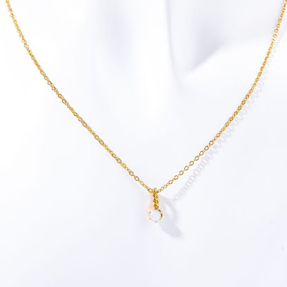 Zodiac Birthstone Necklace, Round Pendant with Colored Zirconia, Copper and Zirconia, 14k Gold Plated