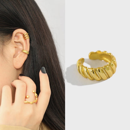 925 Sterling Silver Ear Cuff, Minimalist Cold Style, Elegant No-Piercing Ear Clip