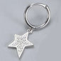 Luxurious Star Stud Earrings, Full Diamond Paved, Ear Cuff, 925 Sterling Silver, Single Piece