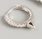 Punk Girl Stud Earrings, Sterling Silver Single Ear Cuff, Trendy Crystal Ear Circle