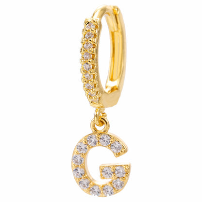 26-Letter Alphabet Stud Earrings, Micro Pave Zirconia, Genuine Gold-Plated Jewelry