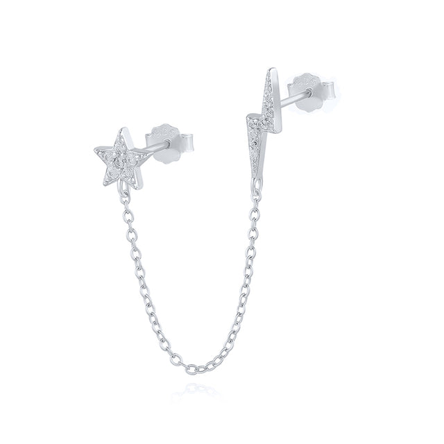 Gothic Punk Handcuff Chain Earrings, Real 925 Silver, Gold & Silver Colors