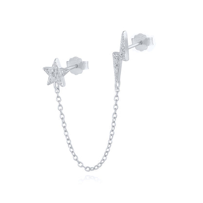 Gothic Punk Handcuff Chain Earrings, Real 925 Silver, Gold & Silver Colors