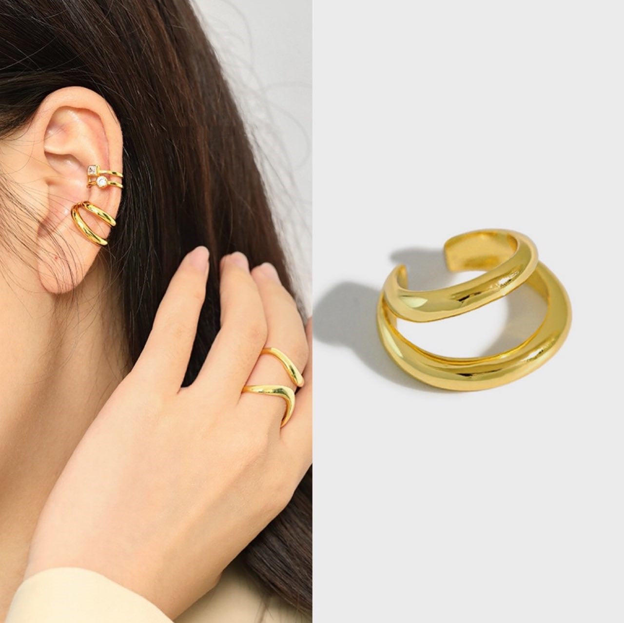 925 Sterling Silver Ear Cuff, Minimalist Cold Style, Elegant No-Piercing Ear Clip