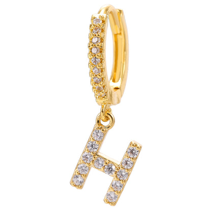 26-Letter Alphabet Stud Earrings, Micro Pave Zirconia, Genuine Gold-Plated Jewelry
