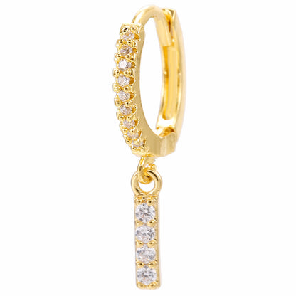 26-Letter Alphabet Stud Earrings, Micro Pave Zirconia, Genuine Gold-Plated Jewelry
