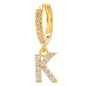 26-Letter Alphabet Stud Earrings, Micro Pave Zirconia, Genuine Gold-Plated Jewelry